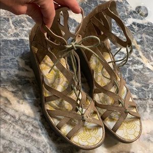 Fly London Cool Yuke Luna wedge sandal 40 9.5 NEW